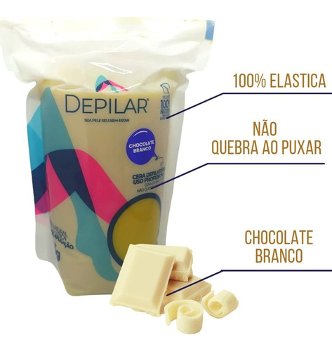 Cera Quente Depilação Elástica Depilar Chocolate Branco 500g