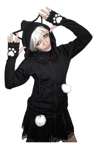 Sweater Campera  Gato Trenzado Gotico T013. Goth