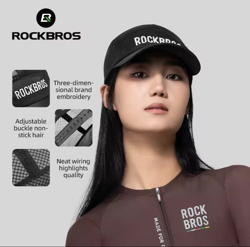 Gorro Jockey Deportivo Rockbros Tela De Malla Transpirable Negro Estandar Rayas