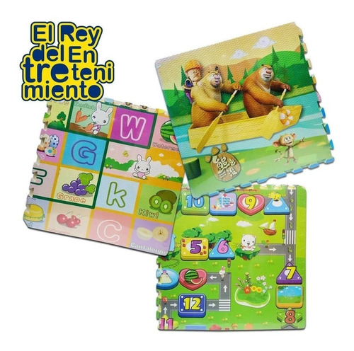 Imagen 2 de 2 de Set X4 Piso Tatami Goma Encastrable Estampados Niño - El Rey