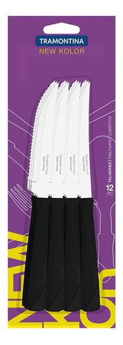 Cuchillo Asado/tenedores New Kolor Negro X12 C/u Tramontina