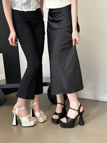 Sandalias Elegantes Con Correa De Tacón Alto Para Mujer