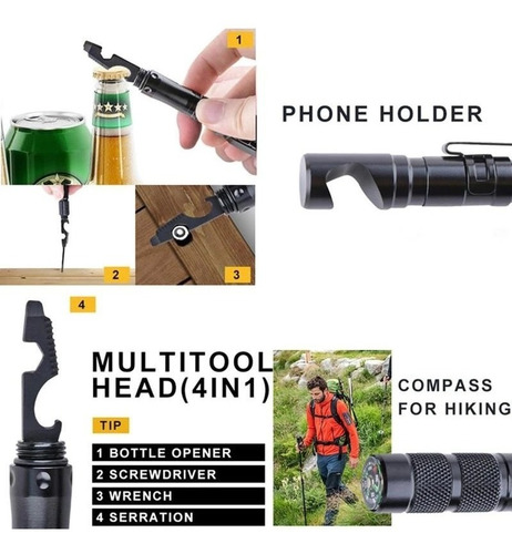 Imagen 4 de 7 de Lapicera Kit Supervivencia Rompe Vidrio Cuchillo Brújula Box