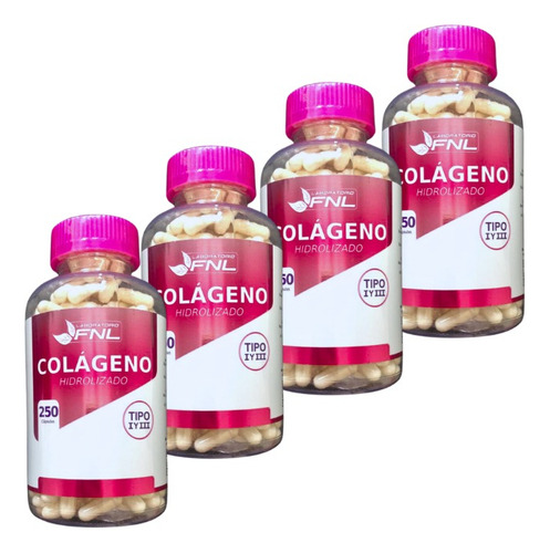 Colageno Fnl Hidrolizado 250 Cap. Artrosis Pack 4 Frascos Df