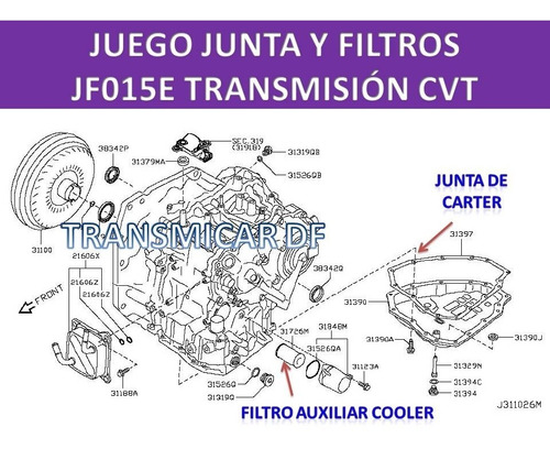 Junta Y Filtro Cartucho Jf015 Cvt (2pz) Attitude Sentra Vers