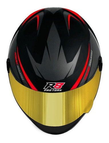 Imagem 2 de 4 de Capacete Pro Tork R8 Viseira Iridium Dourada