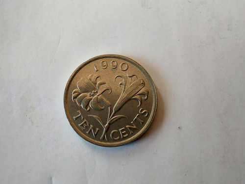 Moneda Bermudas 10 Cents 1990 Flor(x1151