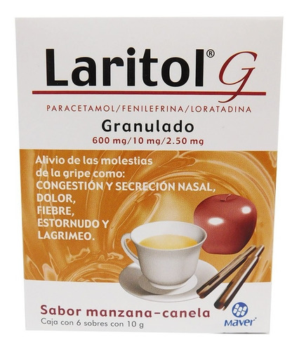 Laritol G Té Manzana/canela Alivia Resfriado Caja C/6 Sobres