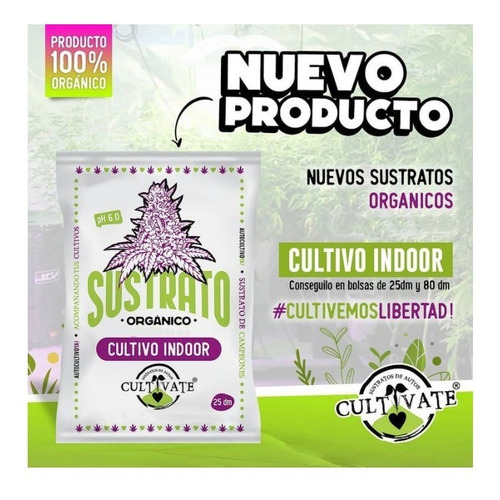 Imagen 3 de 10 de Sustrato Cultivate Indoor 25 Lts Organico Cultivo Interior