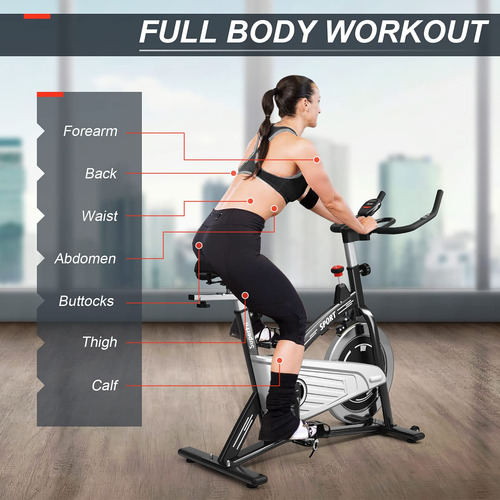 Bicicleta Estática Para Interiores Con Monitor Y Resistencia Negro