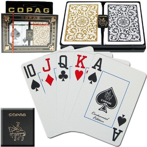 Juego De Cartas Copag, Tamaño Poker Negro Y Dorado, Indice J