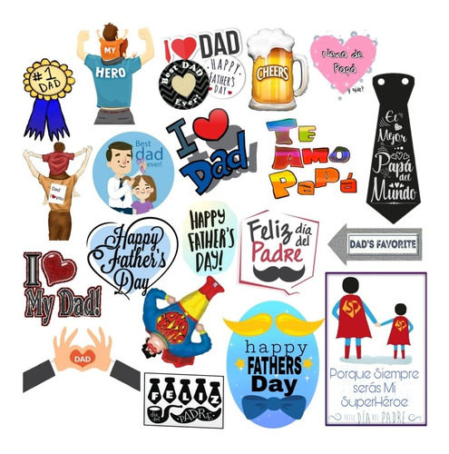 Stickers Feliz Día Del Padre Pack De 20 Unidades Surtidos
