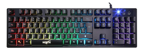 Teclado gamer Nisuta Gaming NSKBG5RL QWERTY español España color negro con luz RGB