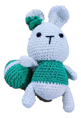Amigurumi Tejido Crochet Muñeco Conejo Y Huevo Pascua Apego 