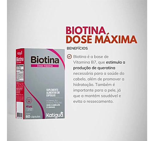 Kit 3 Biotina Dose Máxima 60 Cápsulas - Katigua Sabor Sem Sabor