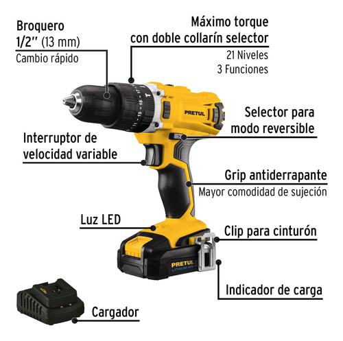Combo Rotomartillo/destornillador Impacto, 20v, Pretul