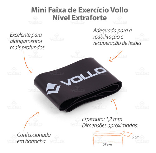 Faixa Elástica Mini Band Treino Academia Vollo Extra Forte Preto