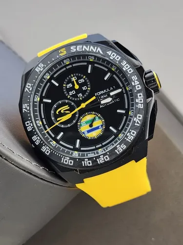 Relógio Masculino Tag Heuer Senna Automatico Pul. Amarela Amarelo Preto