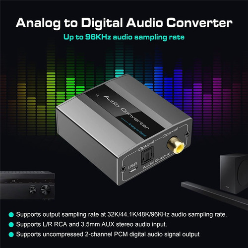 Convertidor De Audio Analógico A Digital Rca A Óptico Con Óp