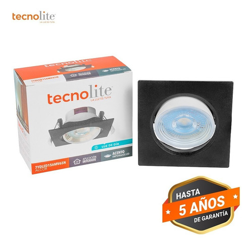 Lampara  Tecnolite Empotrado En Techo Negro 7w Luz Día 7ydled156mv65n