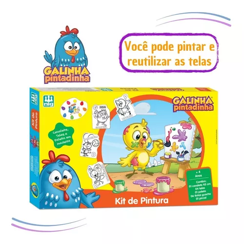 Kit Pintura Galinha Pintadinha Cavalete Tintas e Tela Infantil​ - Camilo's  Variedades