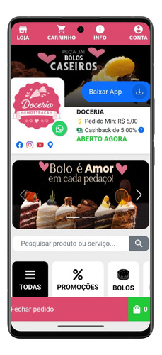 Site De Pedidos Delivery Para Bolos, Doces, Açaiteria Açai.