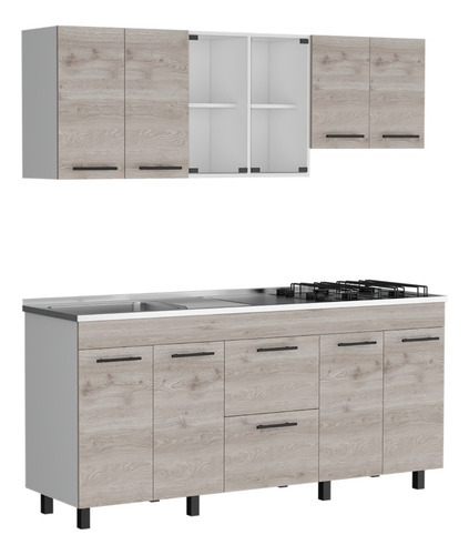 Cocina 180 Ankara Mzn Izq Rta Ceniza Blanco Color Gris