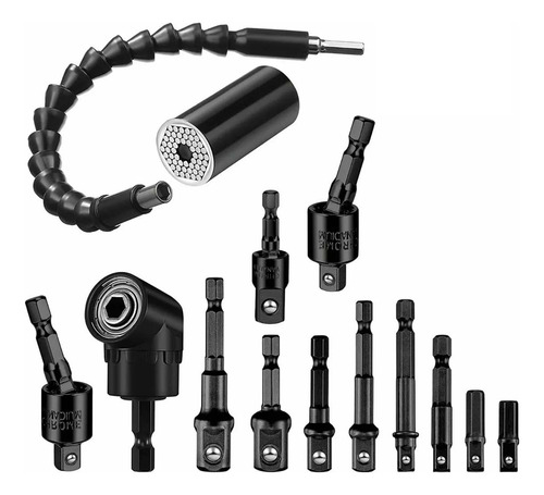 Kit 14 Adaptador Angular Extensor Flexível Soquete Universal
