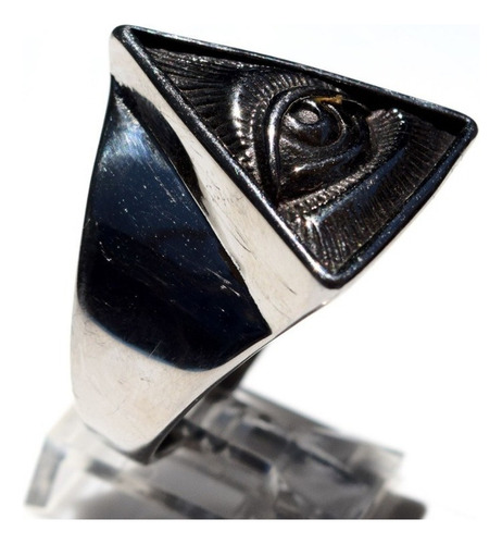 Anillo Acero Inoxidable Ojo Pirámide Iluminati