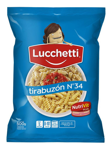 Fideos Lucchetti Tirabuzón N°34 500g