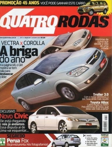 Revista Quatro Rodas Ano 45 Nº 546 Vectra - Corolla - Civic