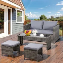 Comprar Shintenchi Muebles De Patio De 4 Piezas De Mimbre Para Patio