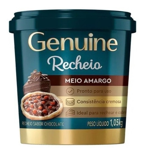 Recheio Chocolate Meio Amargo Genuine 1.05kg - Cargil