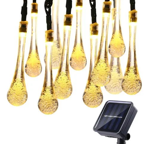 comprar Guirnalda Solar Gotas Gotitas Luces Led Decoracion Jardin