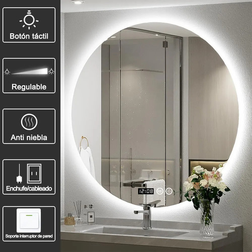 Espejo Led Baño Touch 3 Modo Con Función Antivaho 60*60cm