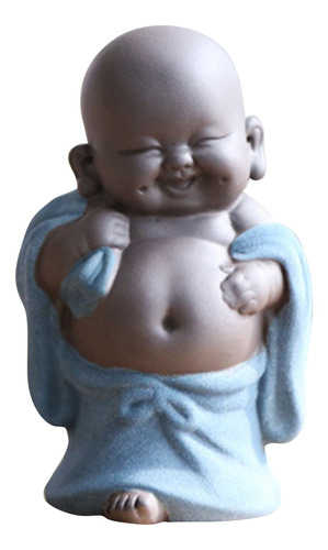 Adorable Pequeña Cerámica Sonriente Maitreya Feliz Buda