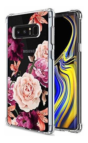 Galaxy Note 8 Carcasa Transparente Con Diseño De Flores Carc