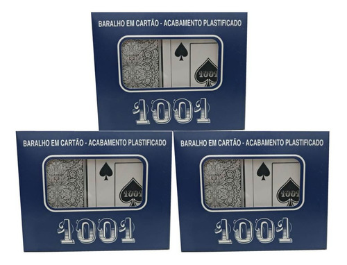 3 Jogos De Baralho Copag 1001 Duplo Plastificado - C/ Nfe