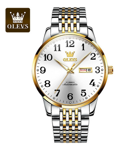 Relojes Mecánicos Olevs Luxury Calendar Para Hombre Color De La Correa Plata/oro