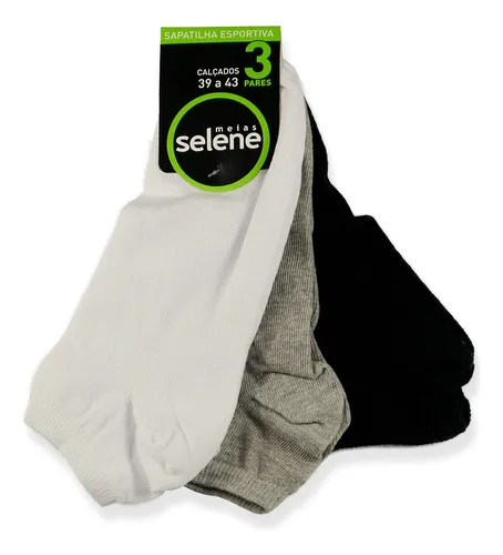 Kit 3 Pares Meias Cano Curto Masculino Selene Cores Sortidos