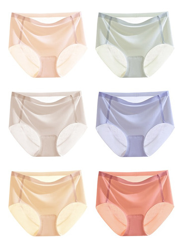 Calzones De Seda Hielo Ultra Elástica Pantaletas Confort 6pc