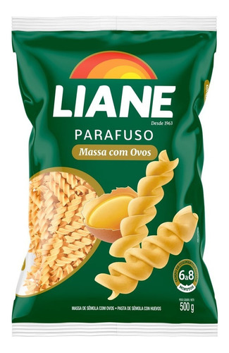 Macarrão Parafusinho Massa Com Ovos Liane 500g