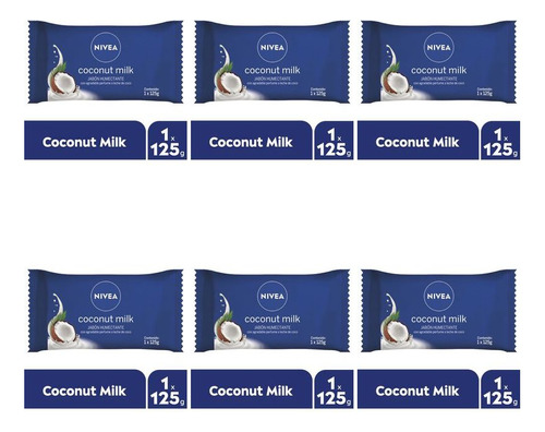 Pack X6 Jabon Coconut Milk Nivea Flow Pack 125 G