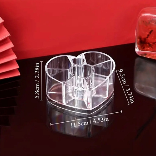 Organizador De Acrílico En Forma De Corazón Brochas Labiales