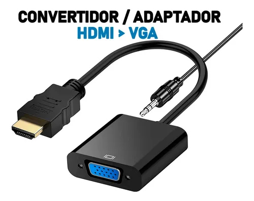 Herfair Adaptador VGA a HDMI, 1080P VGA macho a HDMI hembra convertidor VGA- HDMI adaptador para monitor, computadora, escritorio, laptop, PC, – Yaxa  Colombia