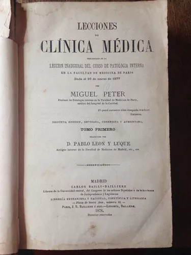 Lecciones De Clinica Medica (tomo 1) Miguel Peter