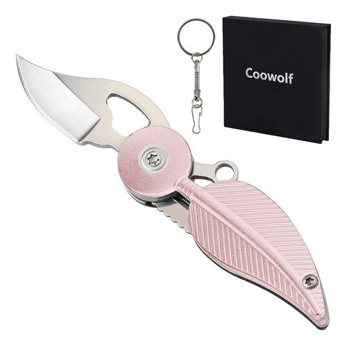 Coowolf Cuchillo De Bolsillo Para Mujer Con Cadena, Navaja D