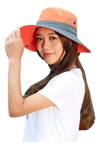 Sombrero Para Sol Trekking Safari Camping Anti Uv Dama Mujer