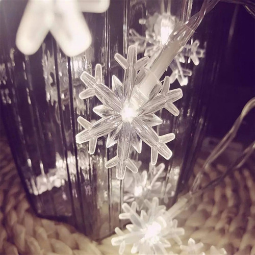 Guirnalda De Luces Navideñas Con Forma De Copos De Nieve De