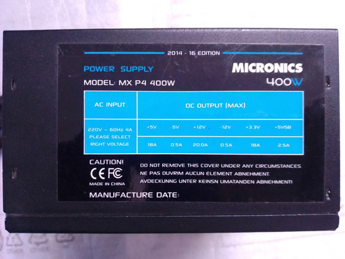 Fuente De Poder Real Atx 400w Mx P4  Micronics